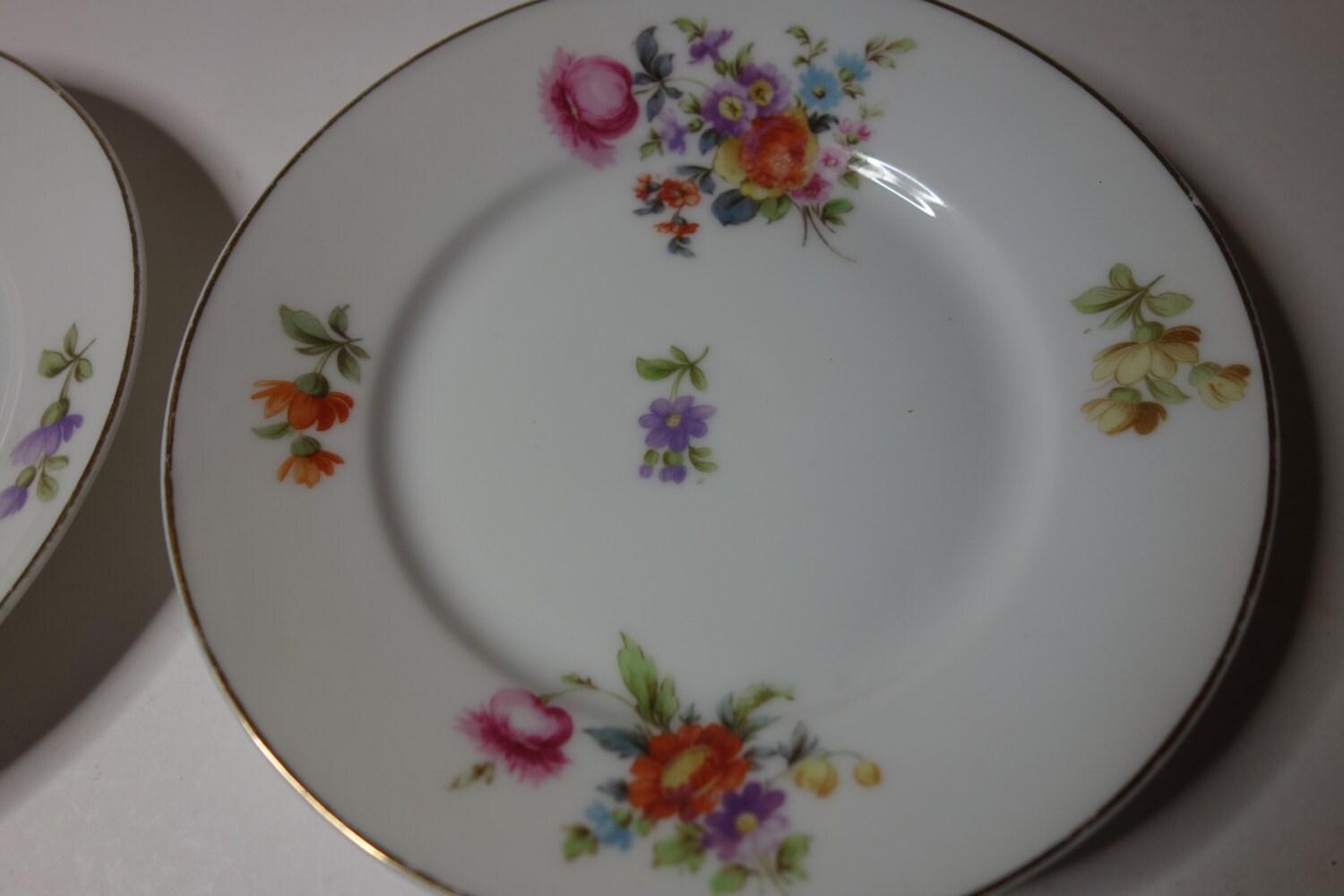 Pair Rosenthal floral side plates