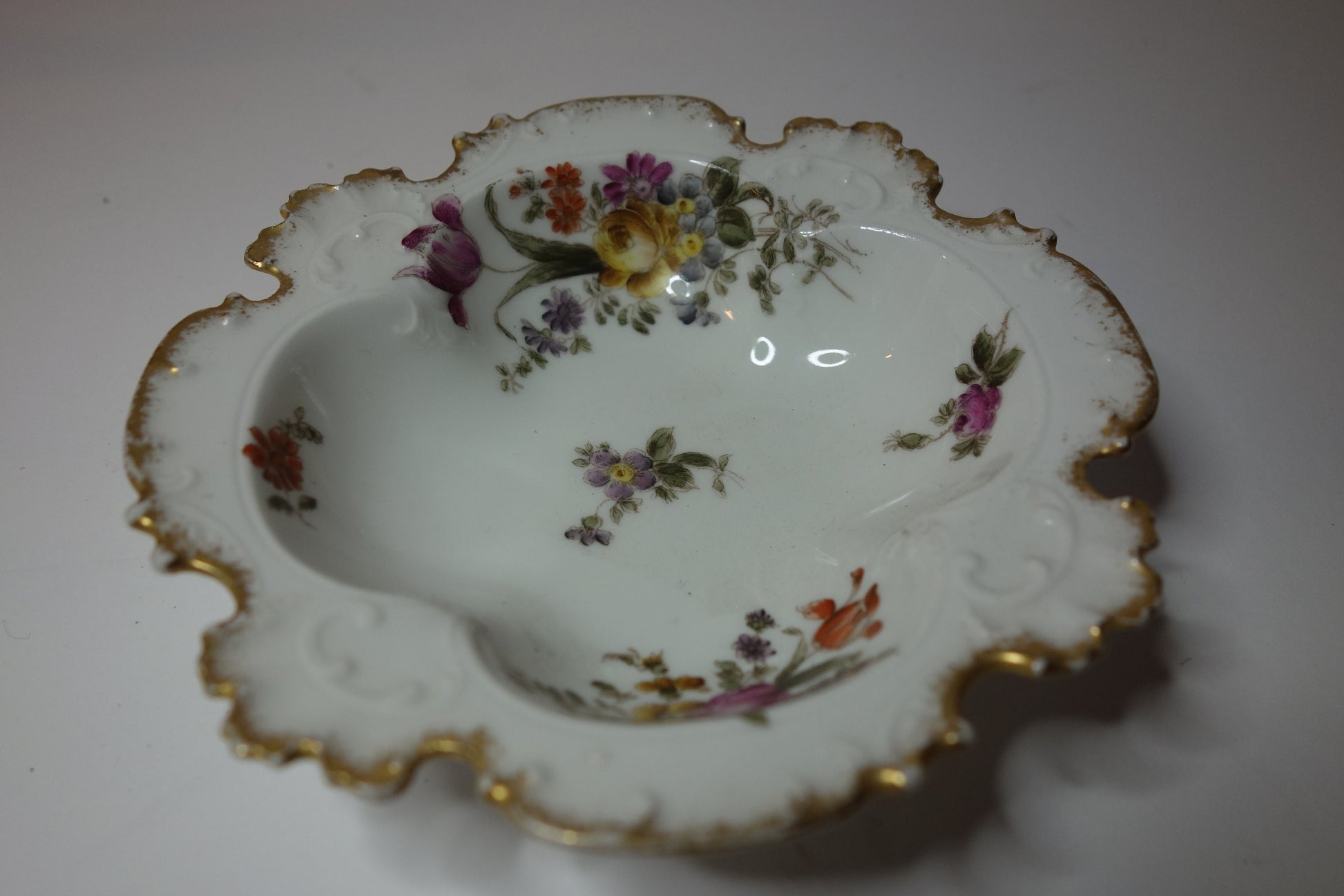 Antique Limoges porcelain gilt edged dish