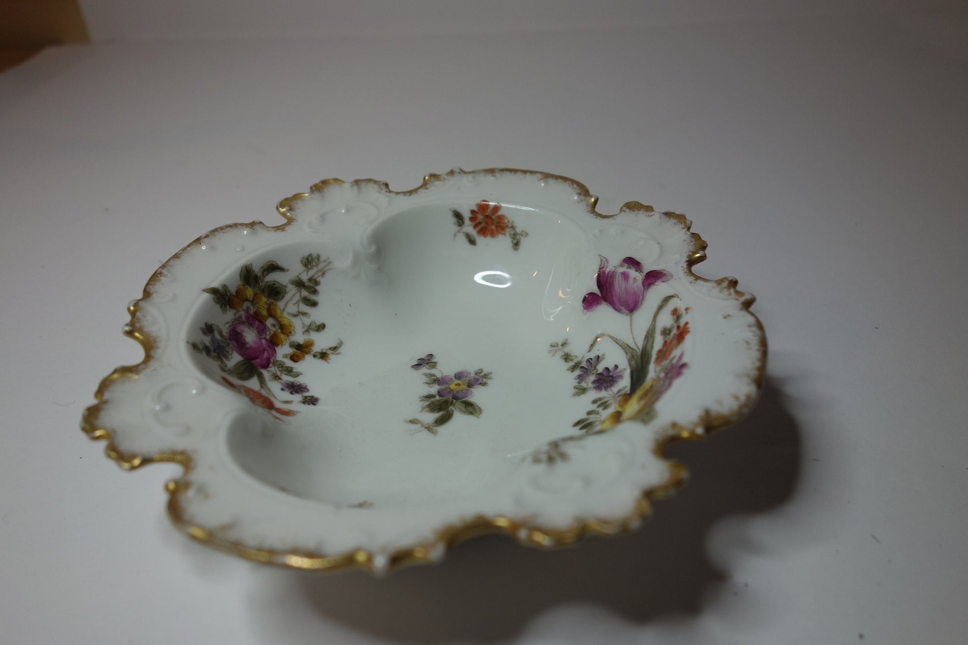 Antique Limoges porcelain gilt edged dish