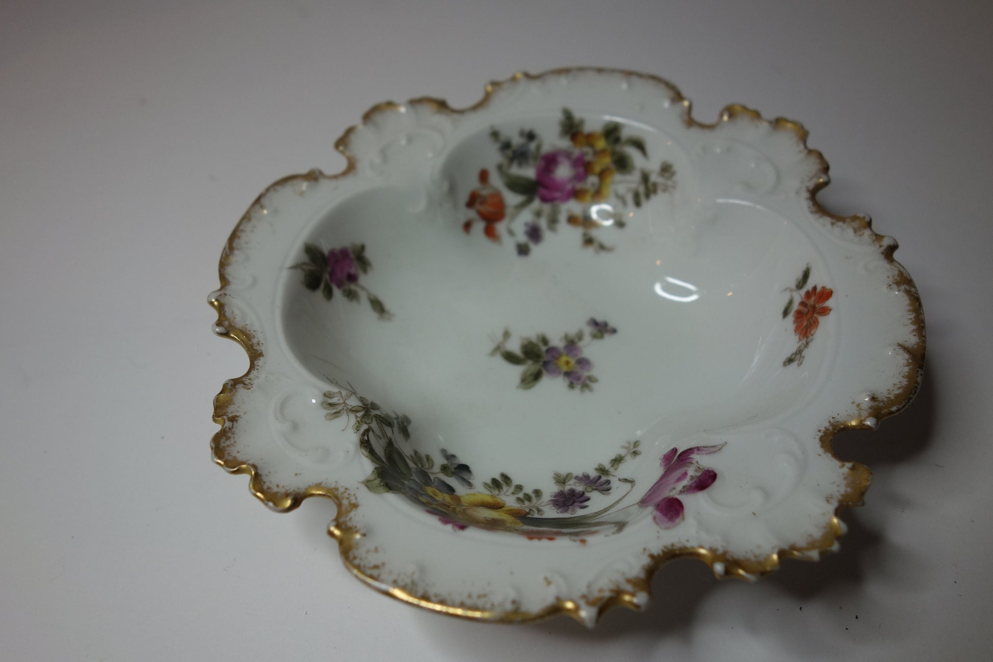 Antique Limoges porcelain gilt edged dish