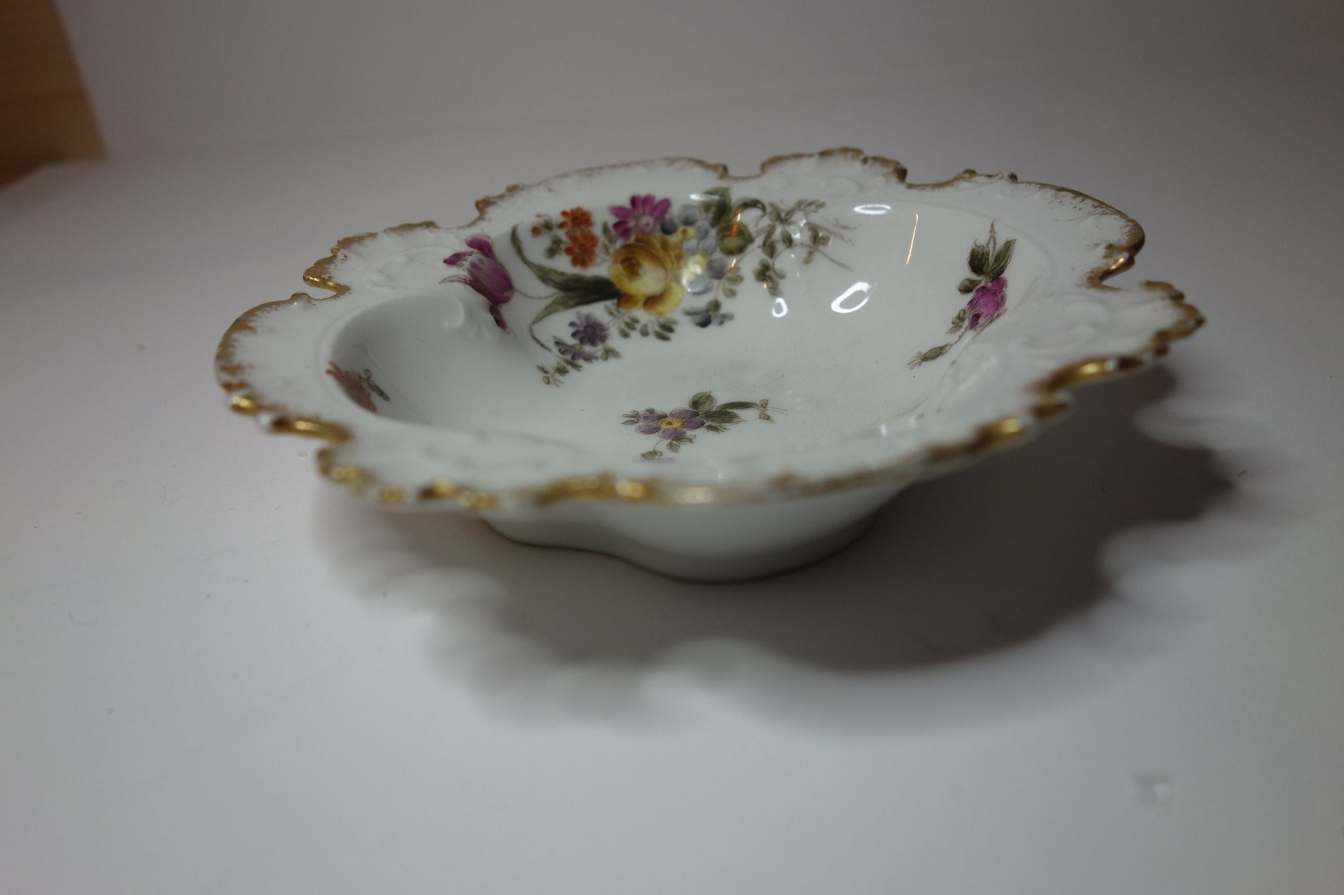 Antique Limoges porcelain gilt edged dish