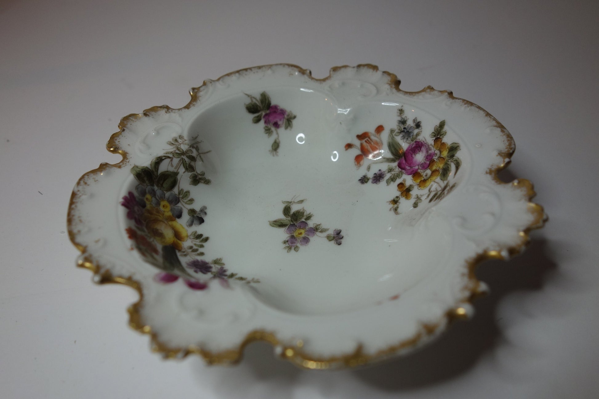 Antique Limoges porcelain gilt edged dish