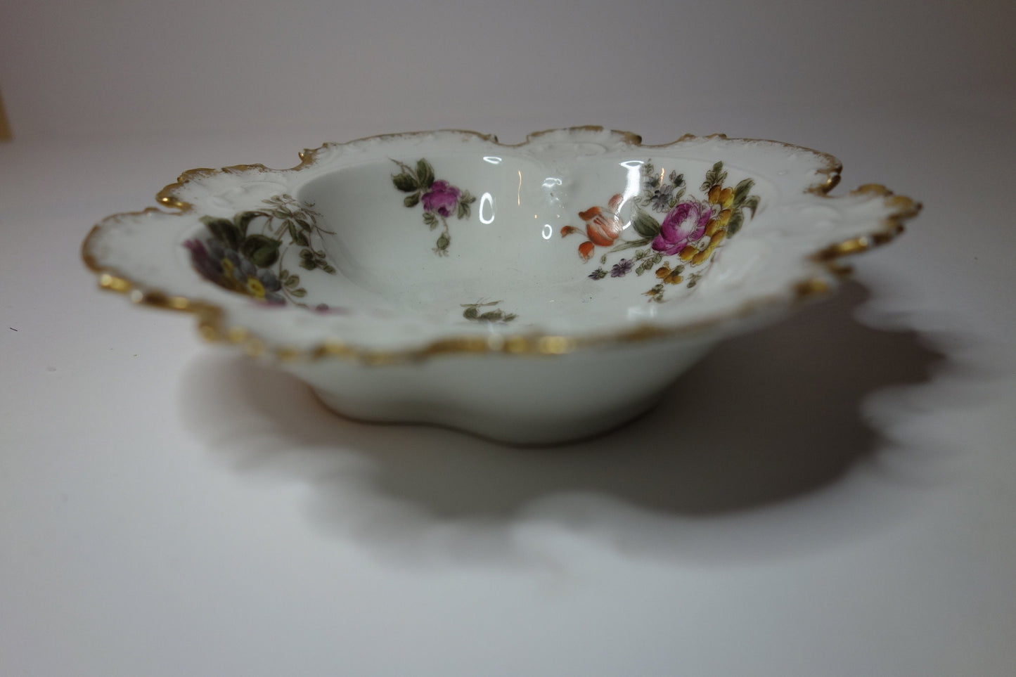 Antique Limoges porcelain gilt edged dish