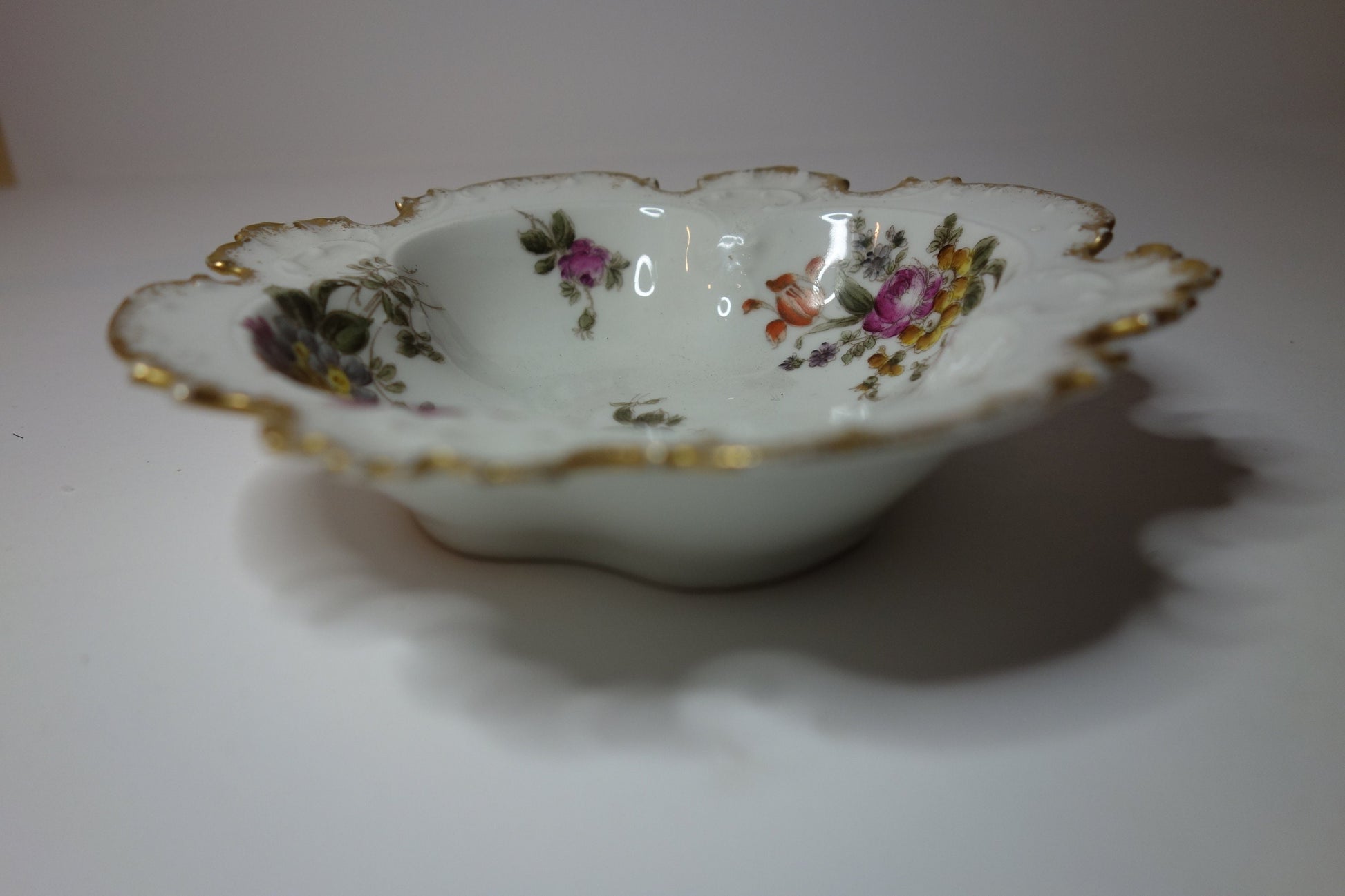 Antique Limoges porcelain gilt edged dish