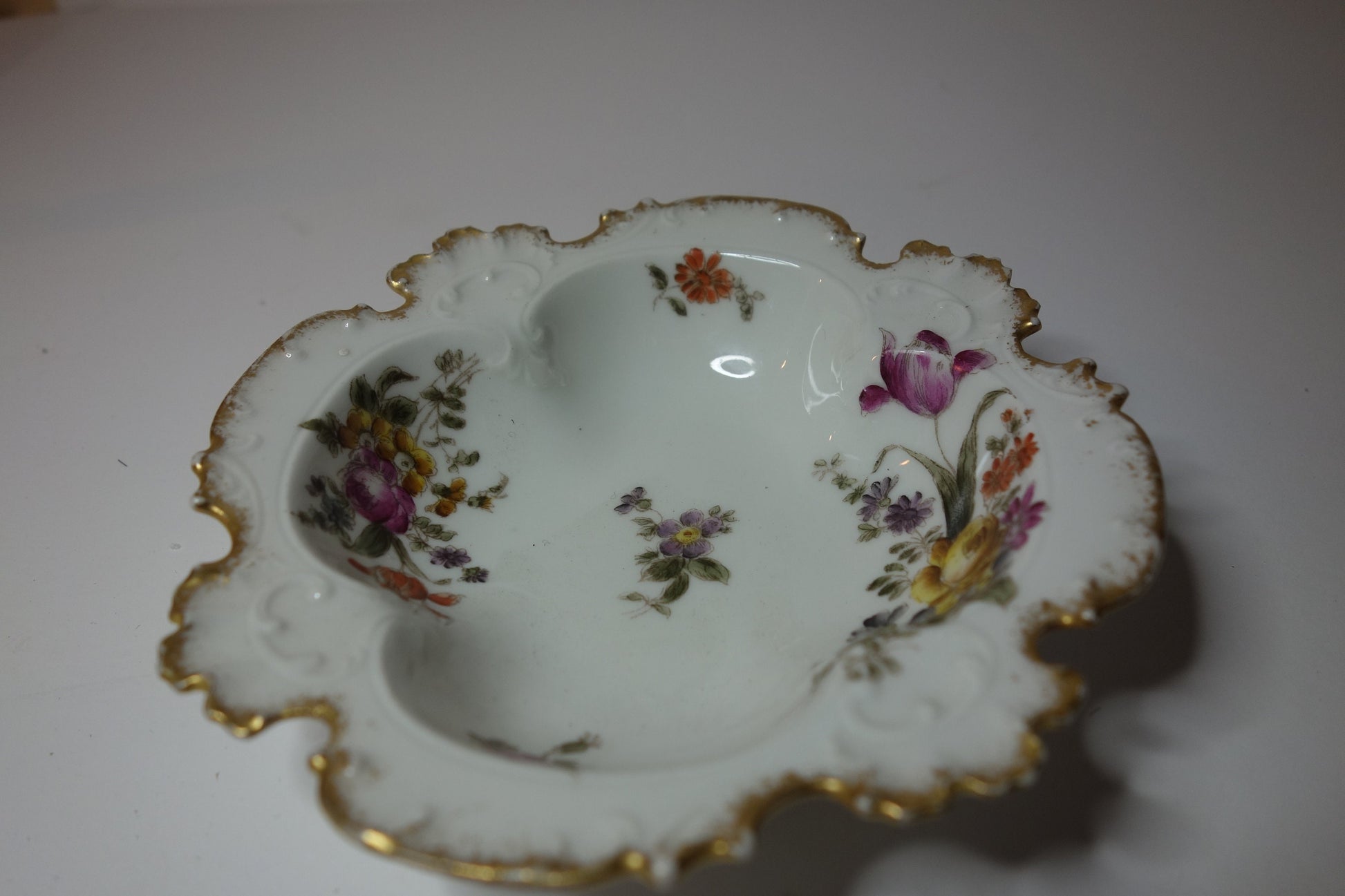 Antique Limoges porcelain gilt edged dish