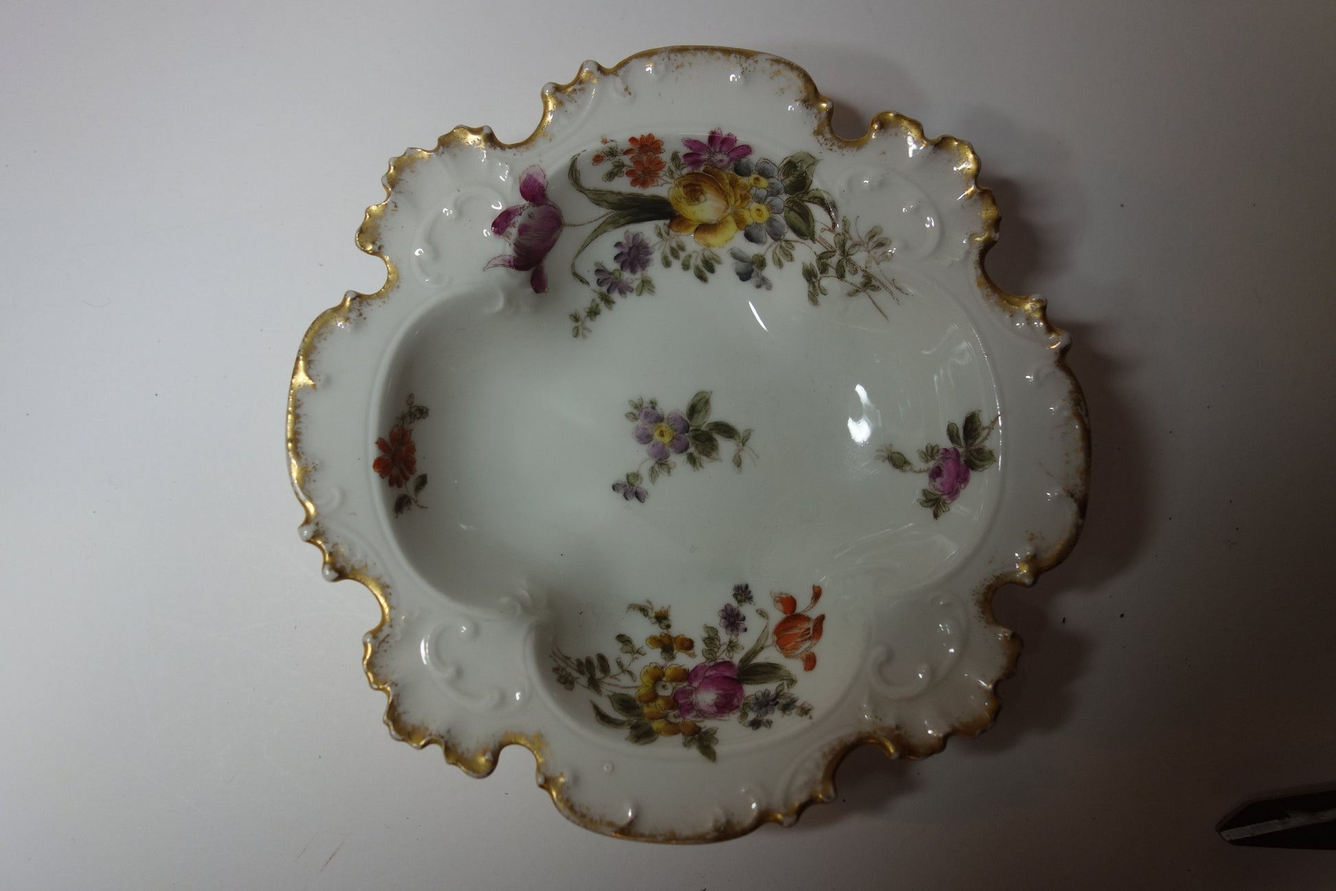 Antique Limoges porcelain gilt edged dish