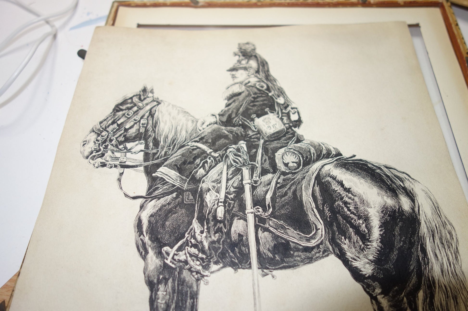 1890 Print of a Royal Fusilier on horseback by G Bonnet