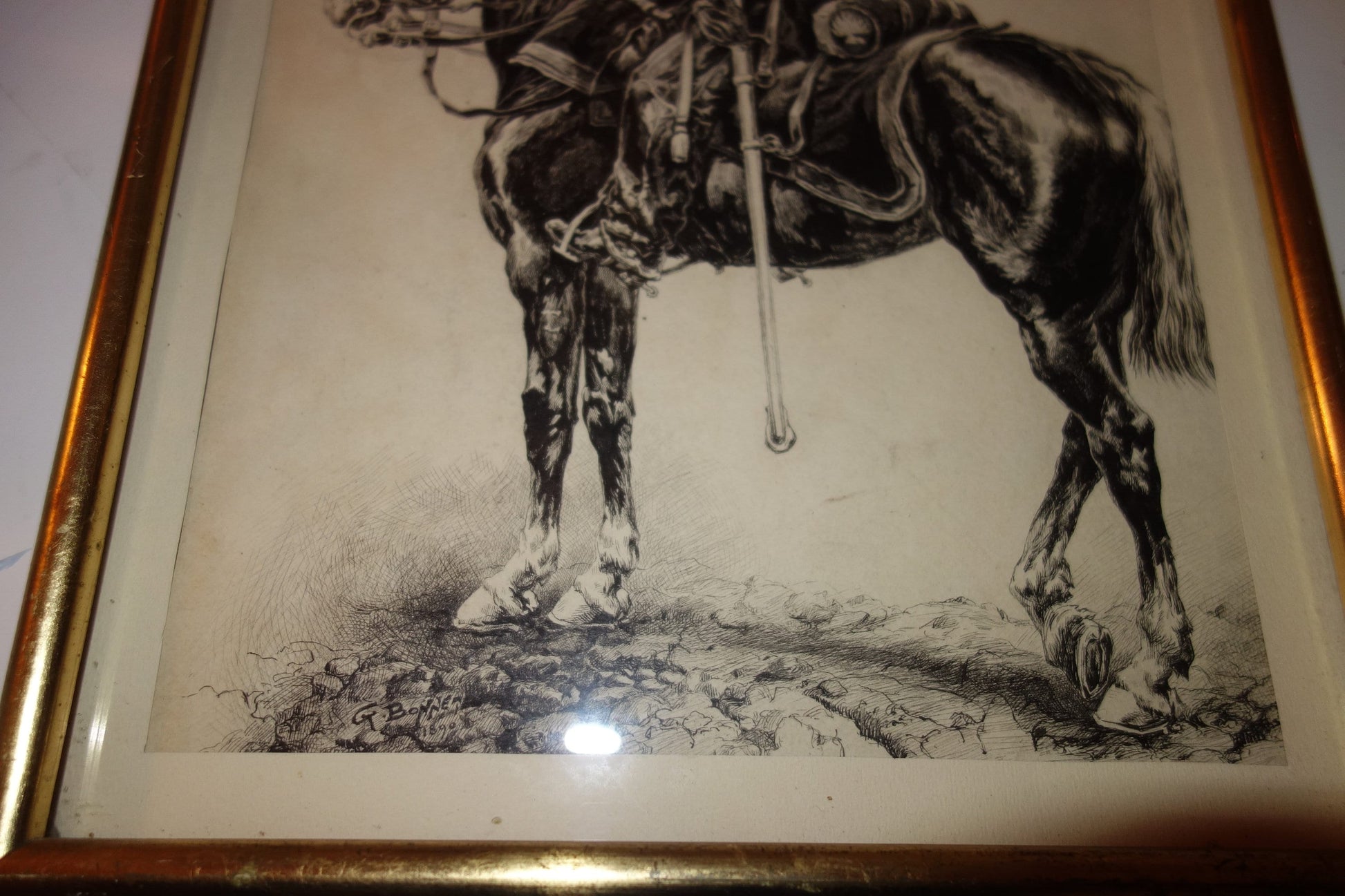 1890 Print of a Royal Fusilier on horseback by G Bonnet