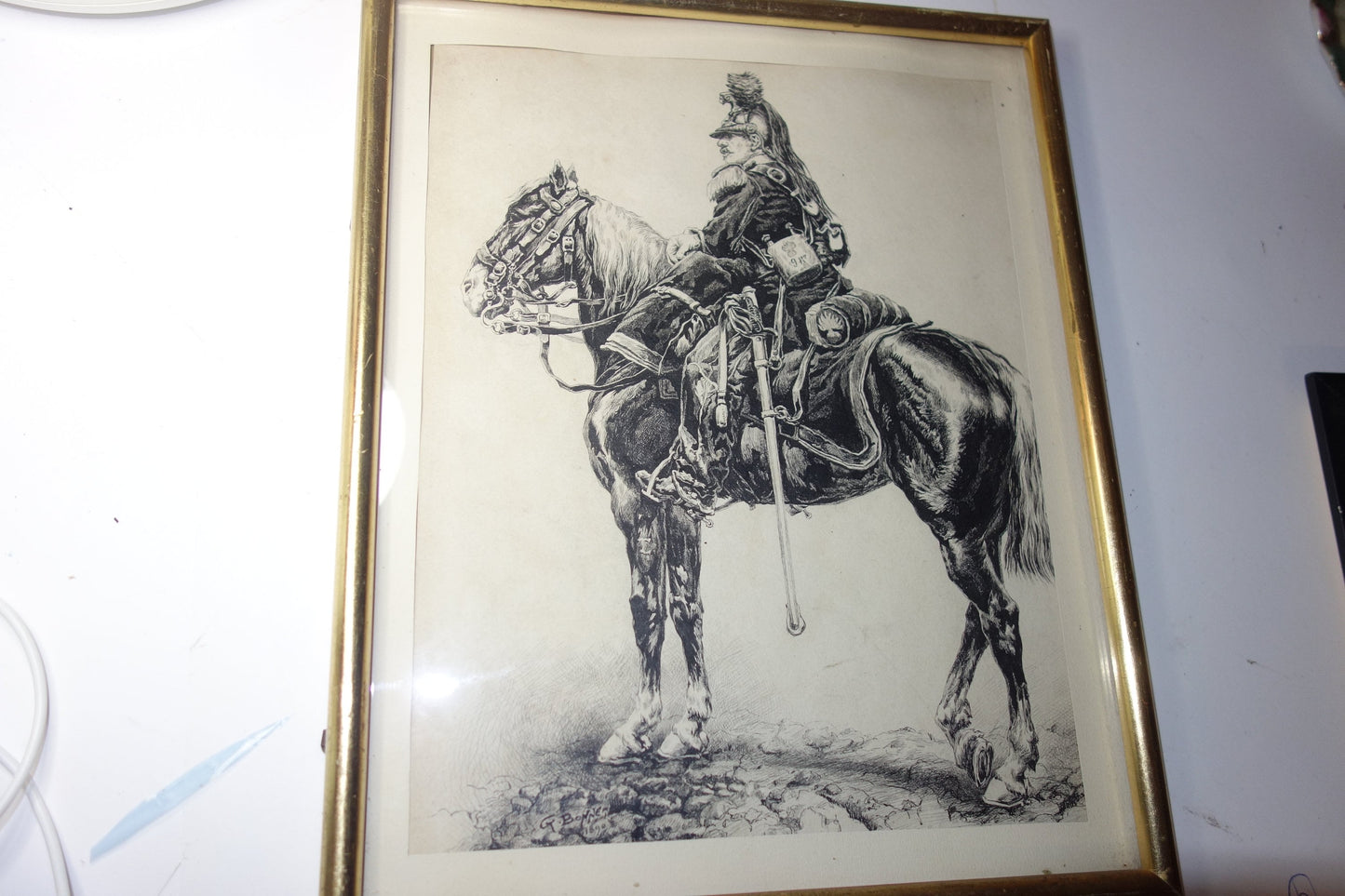 1890 Print of a Royal Fusilier on horseback by G Bonnet