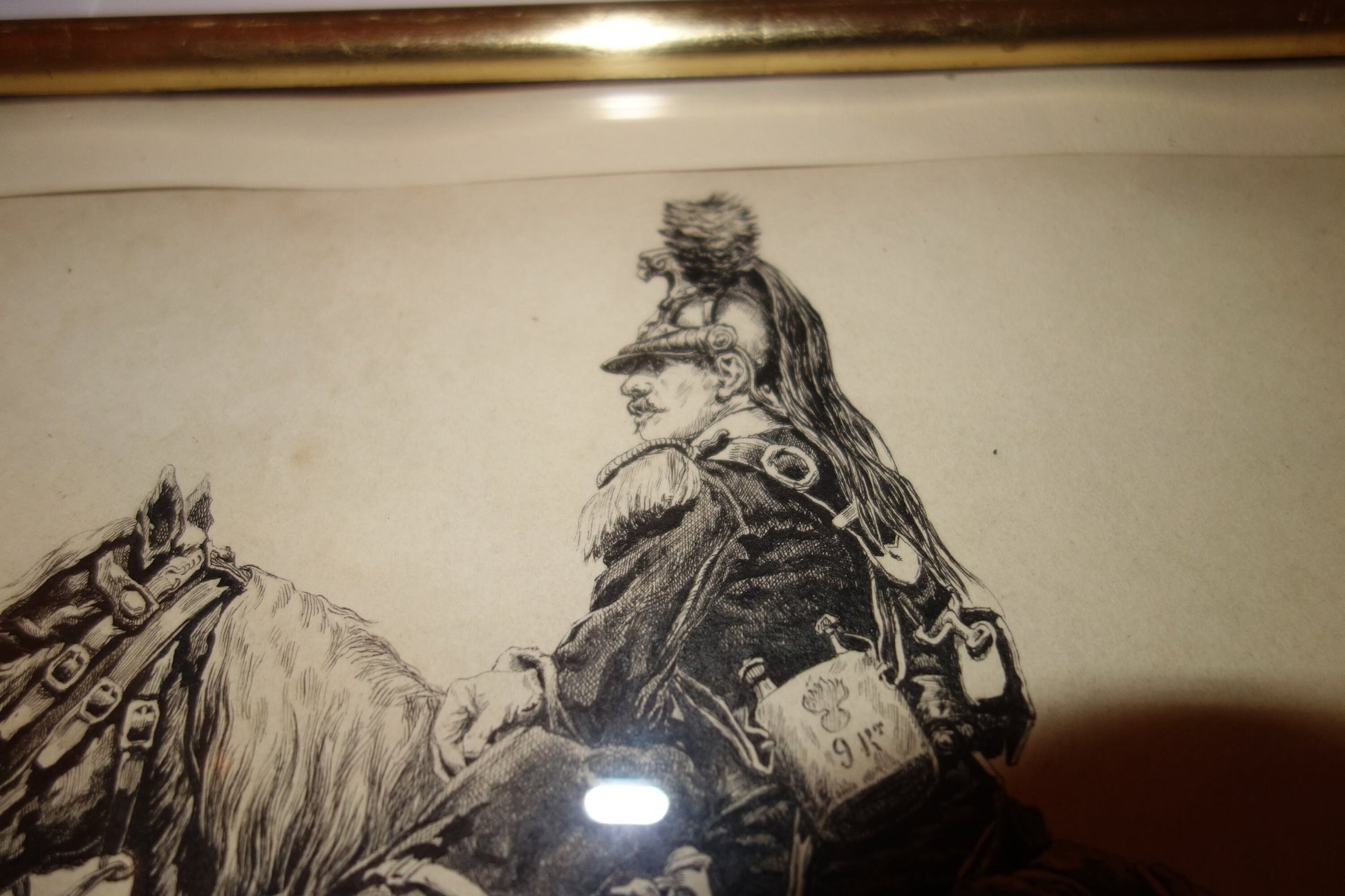 1890 Print of a Royal Fusilier on horseback by G Bonnet