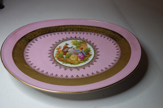 Parbus Studio German Oval pink and gilt plate