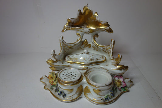 Victorian porcelain pen / writing stand