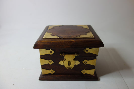 Wooden box brass bound