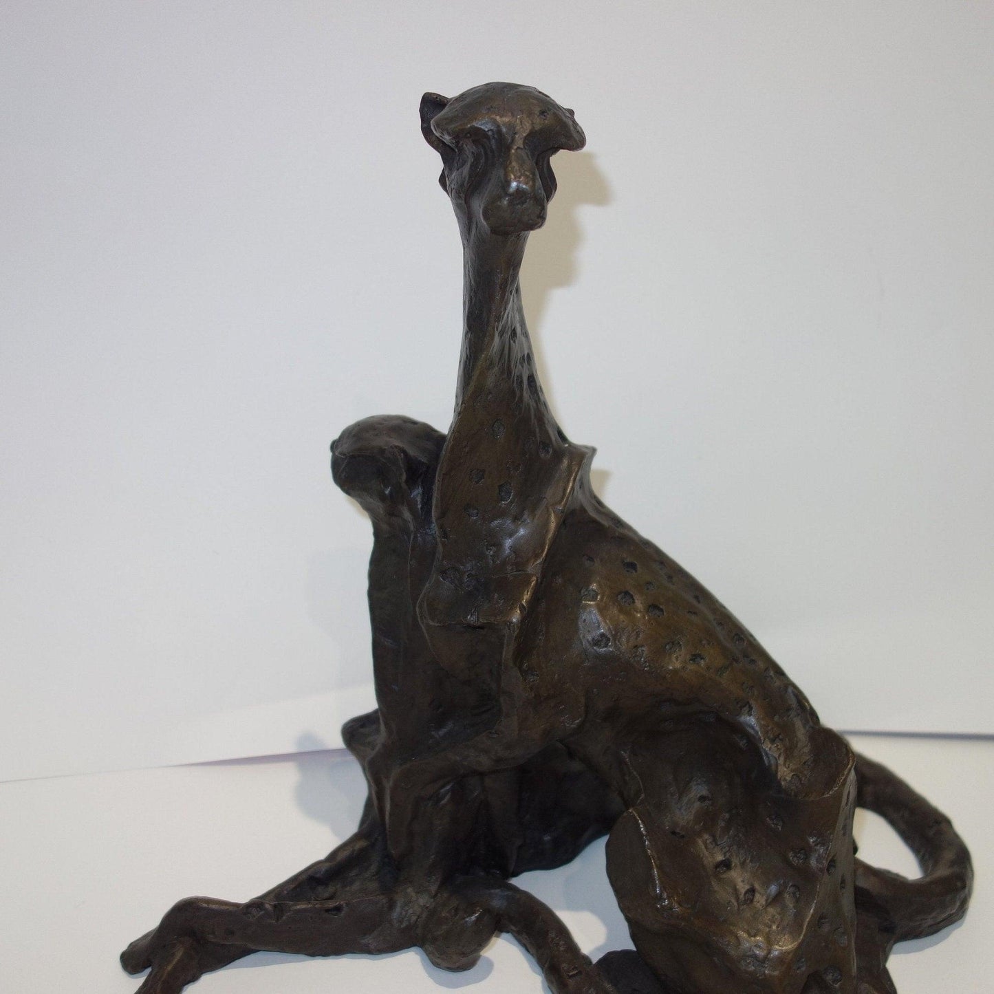 Large abstract bronze of 2 Cheetahs