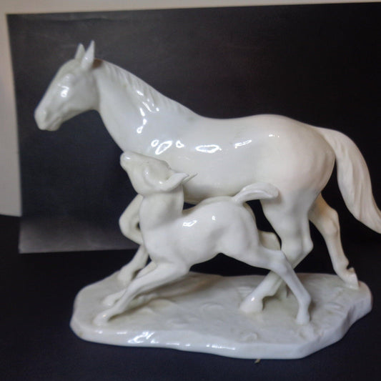 Noritake pure white Mare and Foal figure group