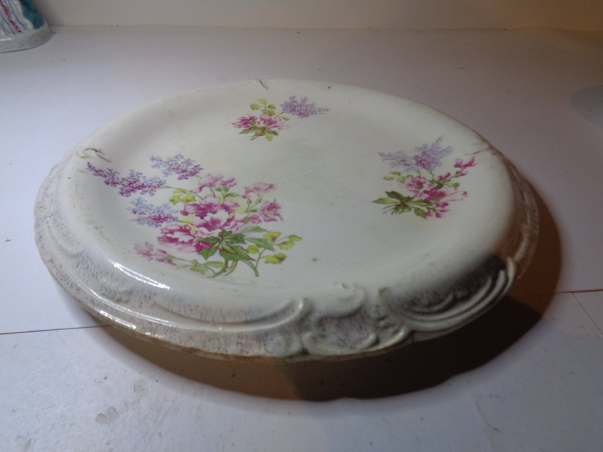 Antique pottery floral plate 18th/19th century