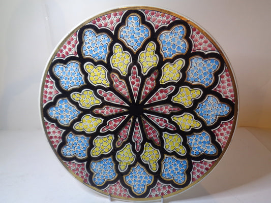 Azouz Kharraz Tunisian pottery wall plate hand painted 1960's-1970's