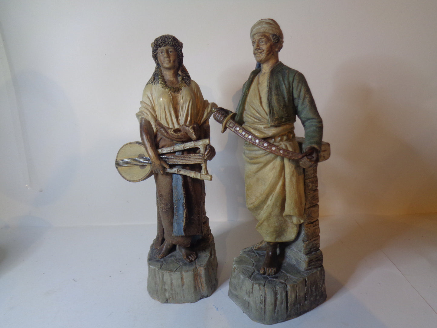 Antique German Pair of Earthenware Figures c 1875