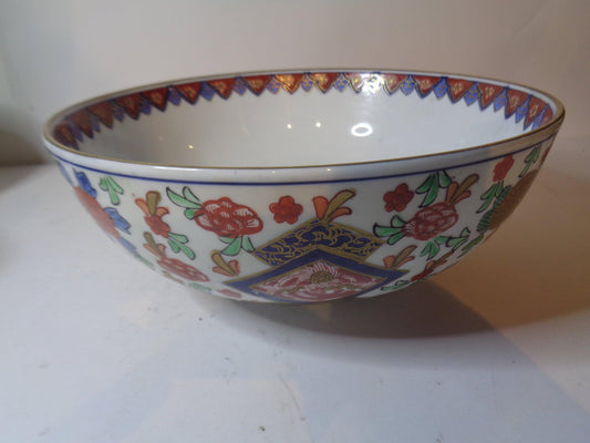 Chinese large bowl hand painted over printed outline