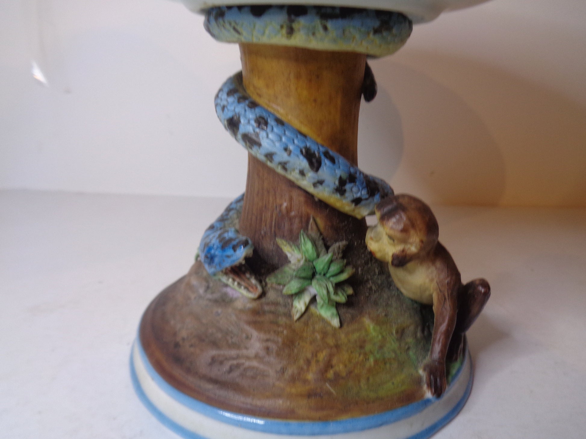 Antique Snake v Monkey Centrepiece Comport