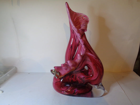 Massive Murano Swirled pink glass vase signed 4 kilo