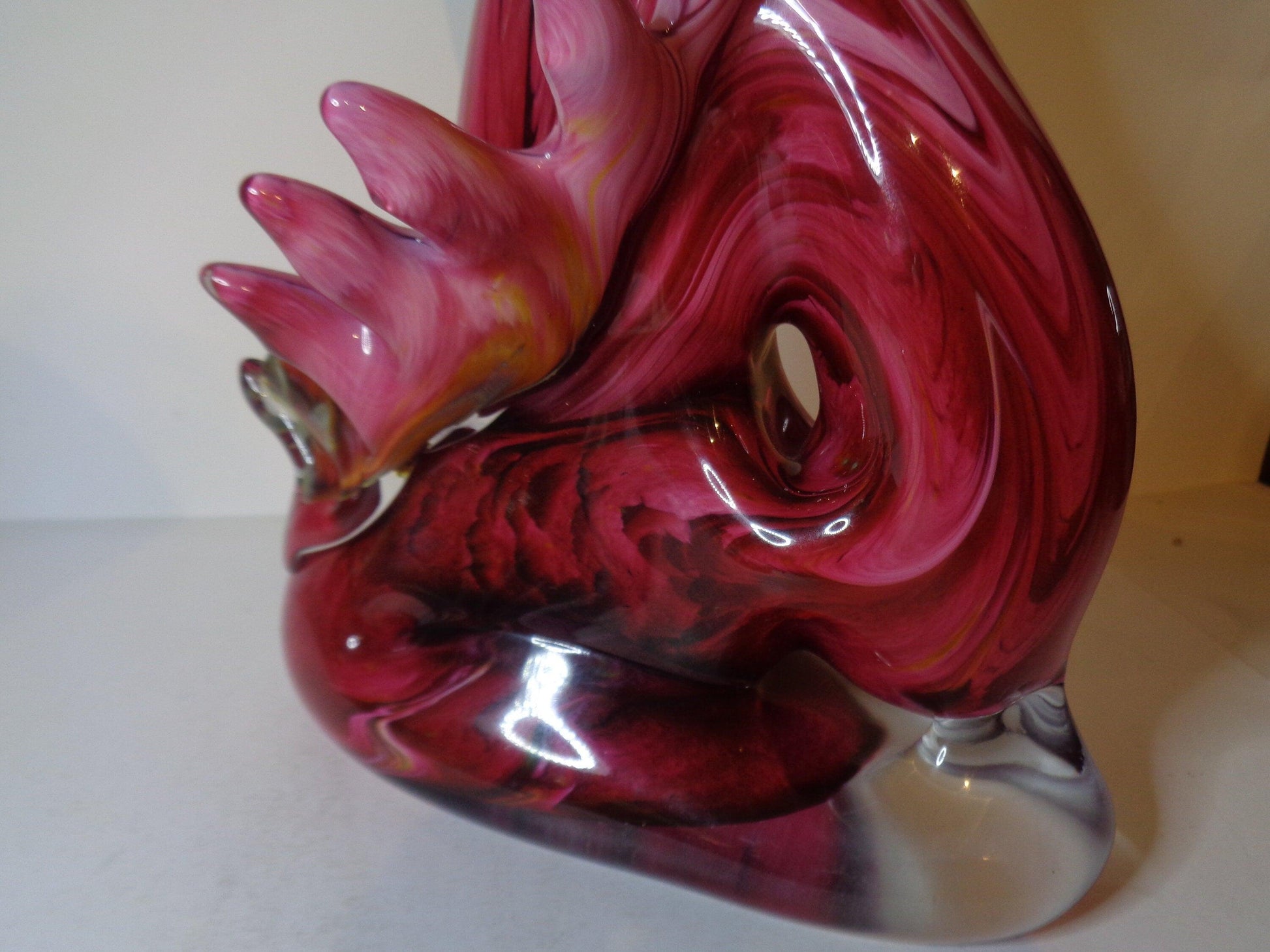 Massive Murano Swirled pink glass vase signed 4 kilo