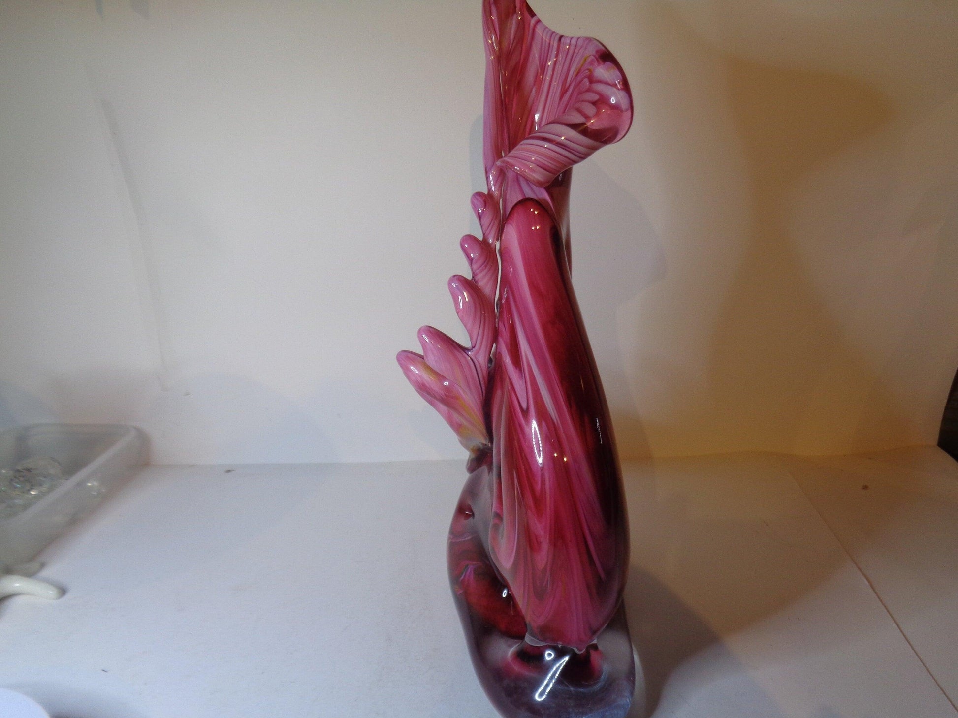 Massive Murano Swirled pink glass vase signed 4 kilo