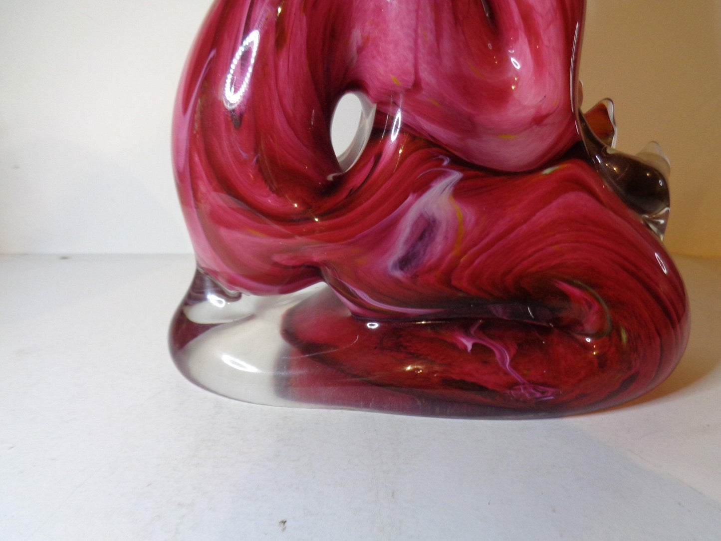 Massive Murano Swirled pink glass vase signed 4 kilo