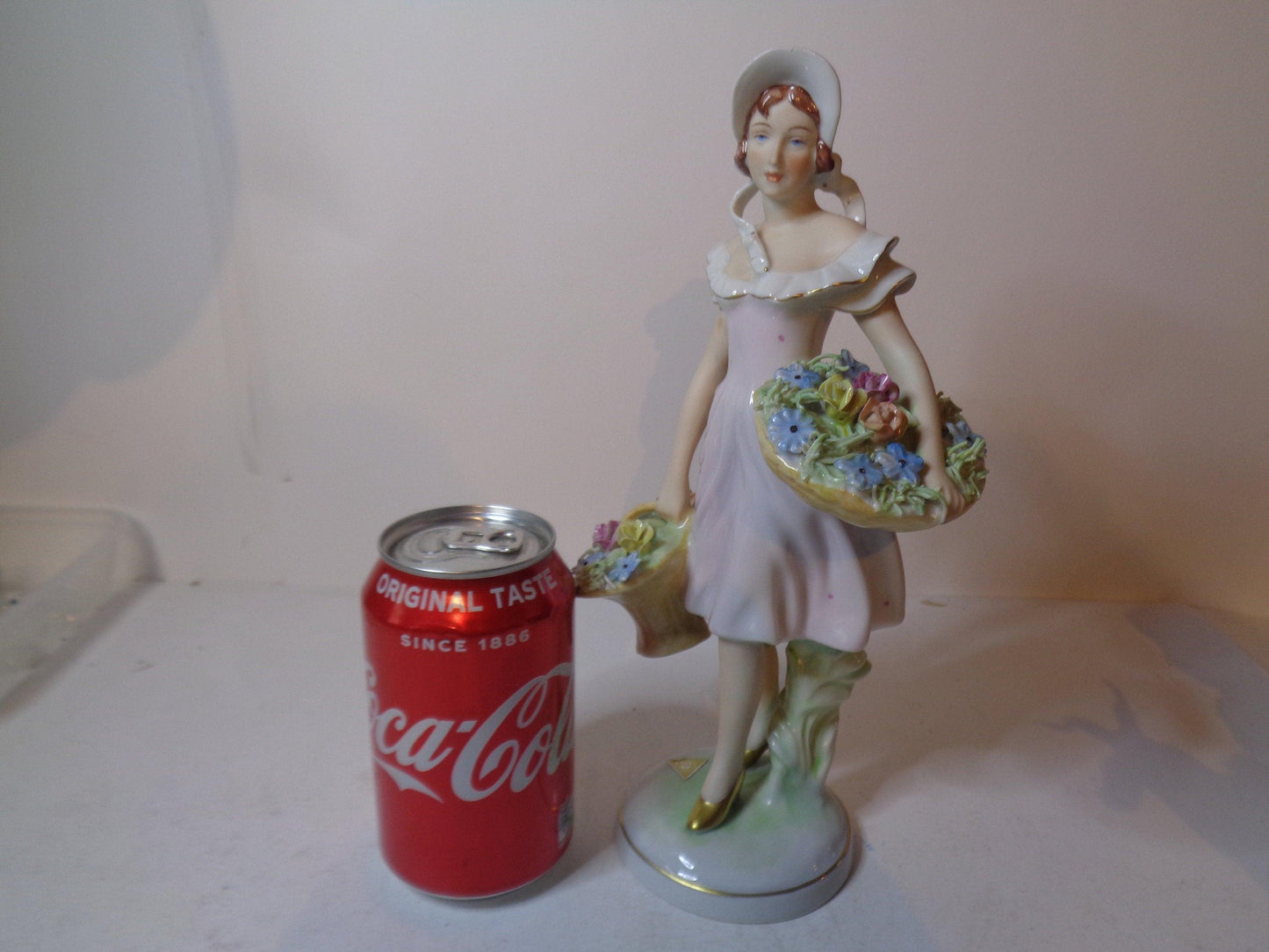 Royal Dux Girl with Baskets of Flowers