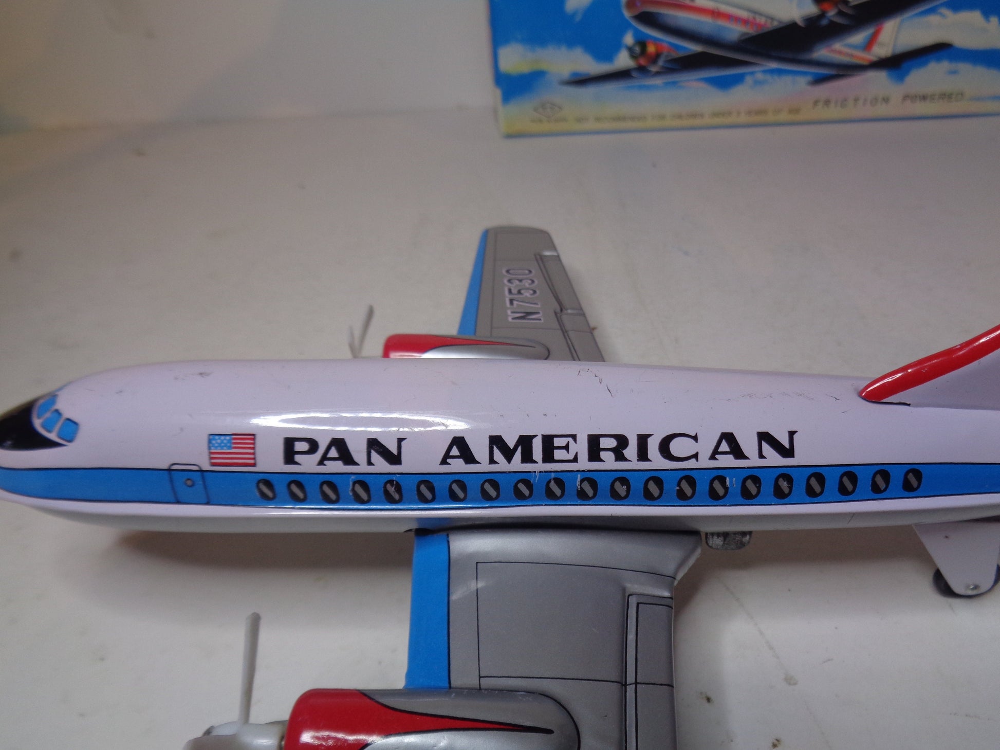 Pan American Twin Prop Tinplate Friction Plane by TT Toys Japan