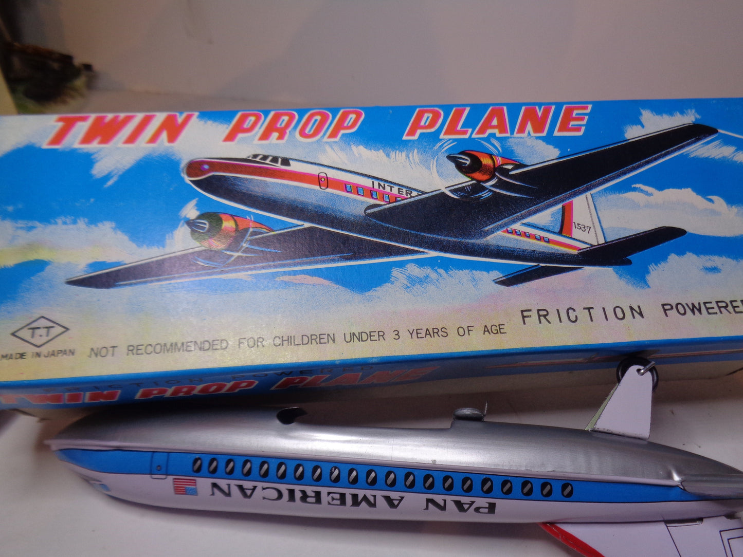 Pan American Twin Prop Tinplate Friction Plane by TT Toys Japan