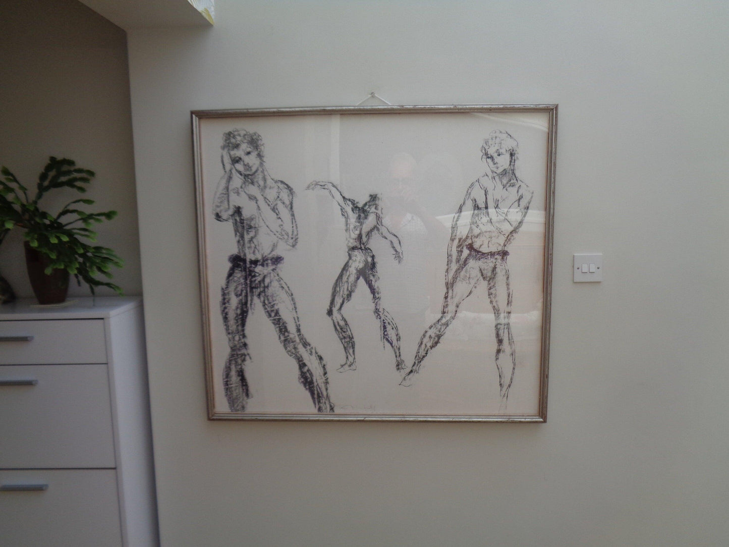 Original Charcoal on Board Picture of Gymnasts or Dancers