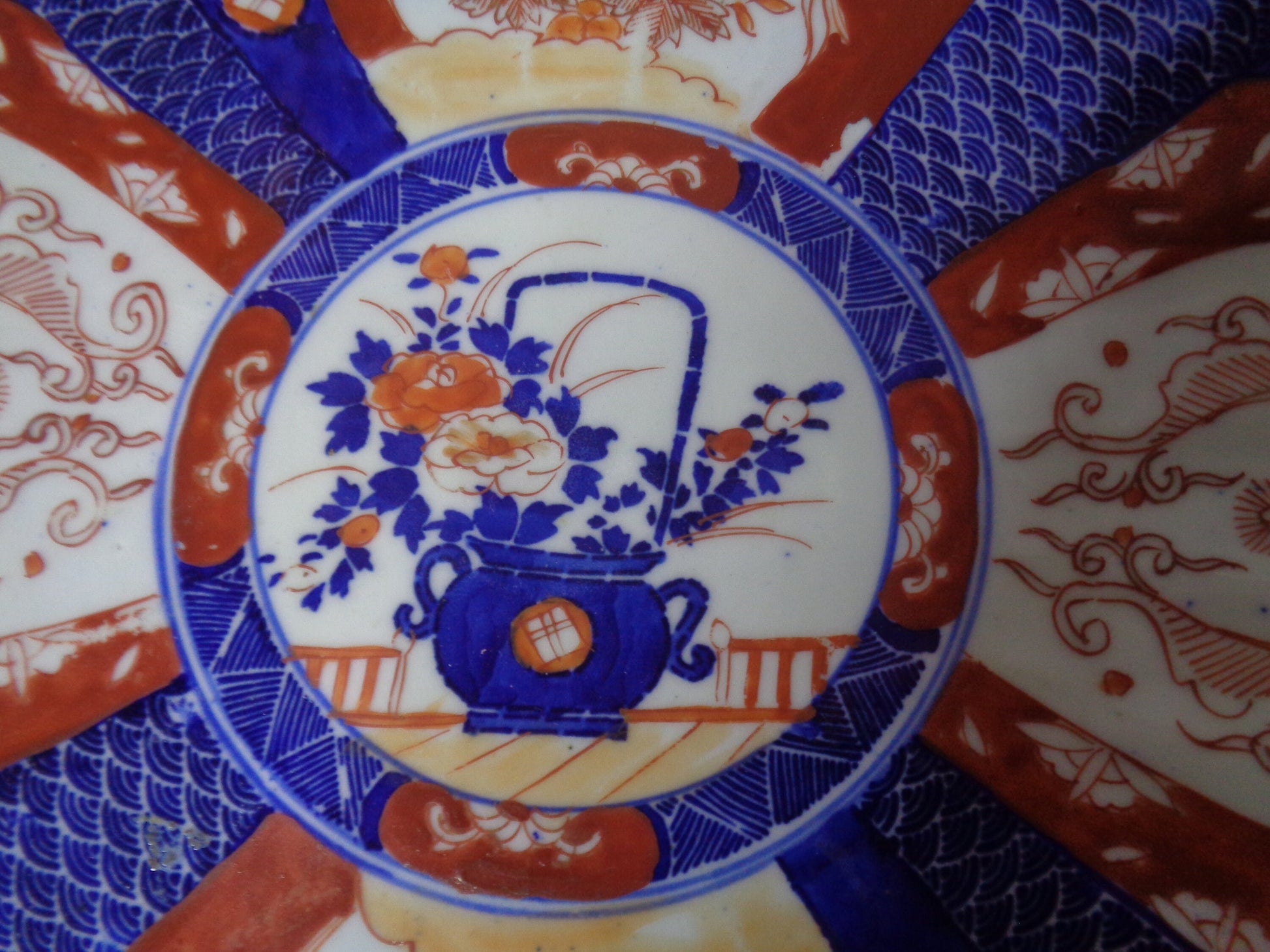 Antique Japanese Imari Fluted Wall Charger