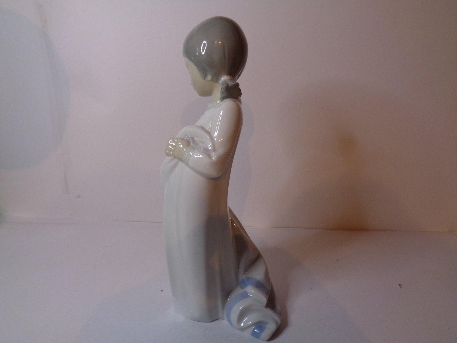 NAO by Lladro Girl with her Comfort Blanket 10 inches tall