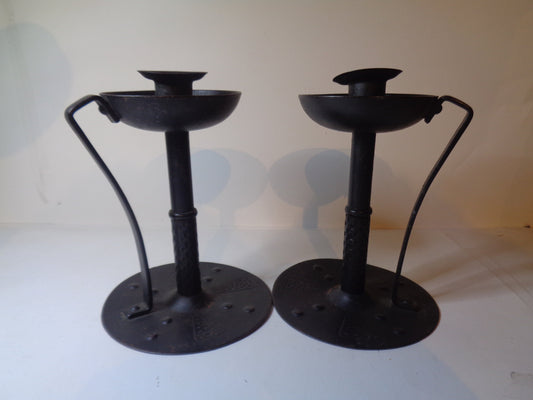 Antique Wrought Iron Pair Candlesticks by Hugo Berger for Goberg