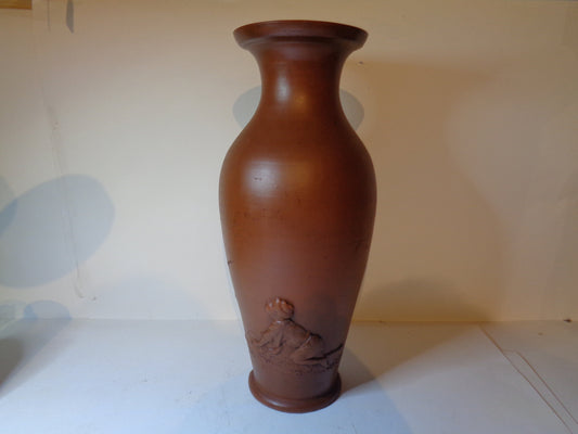 Yixing Style Terracotta Vase Embossed and incised