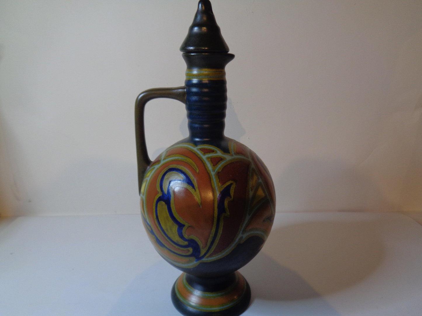 Dutch Gouda Ewer and Stopper Hand painted 1927