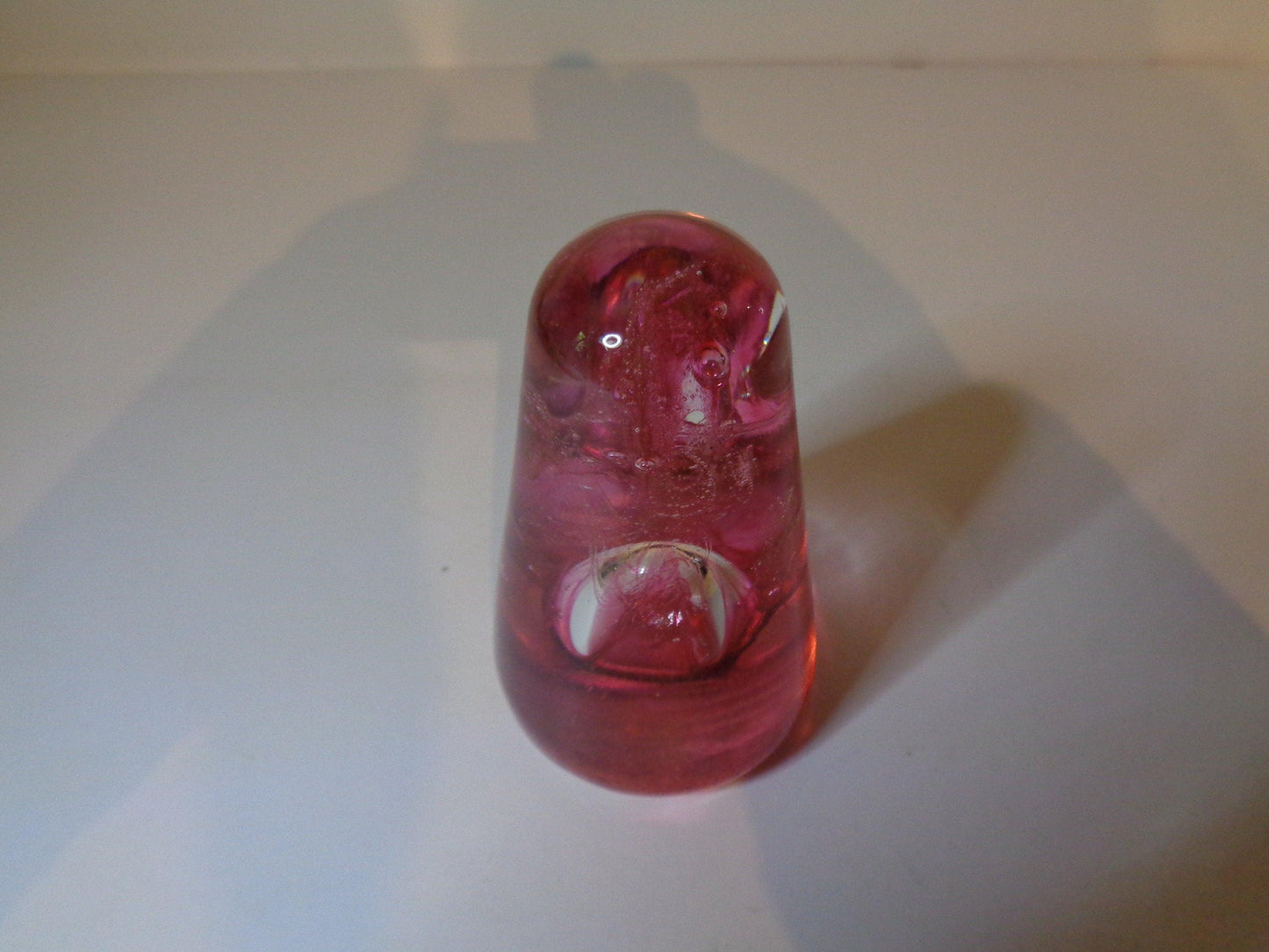 Vintage Glass Paperweight Swirling Pink