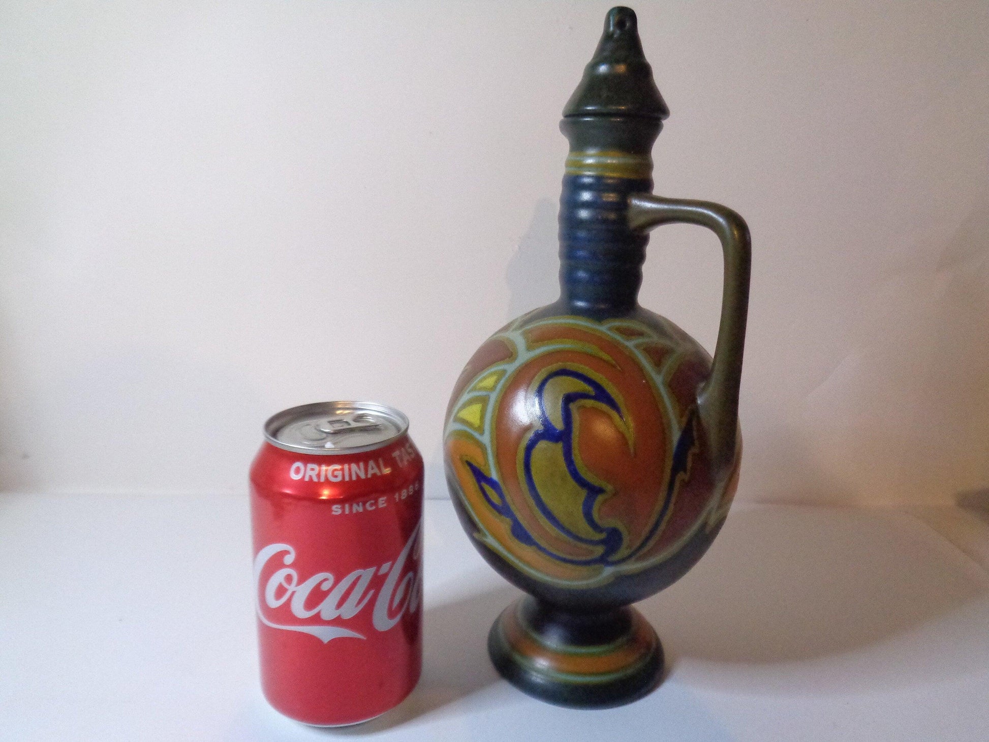 Dutch Gouda Ewer and Stopper Hand painted 1927