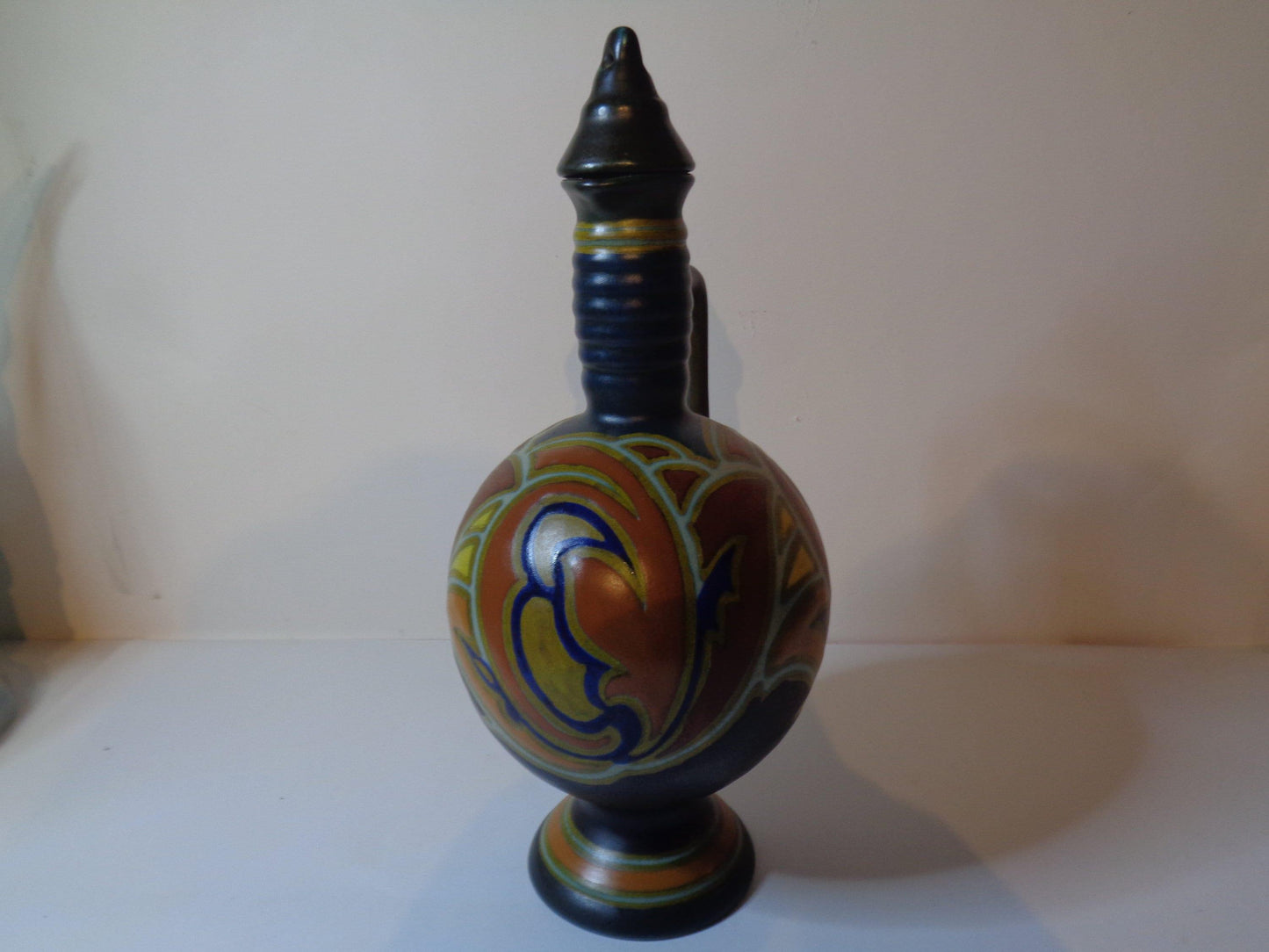 Dutch Gouda Ewer and Stopper Hand painted 1927