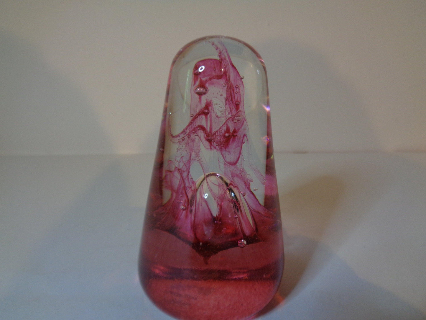 Vintage Glass Paperweight Swirling Pink