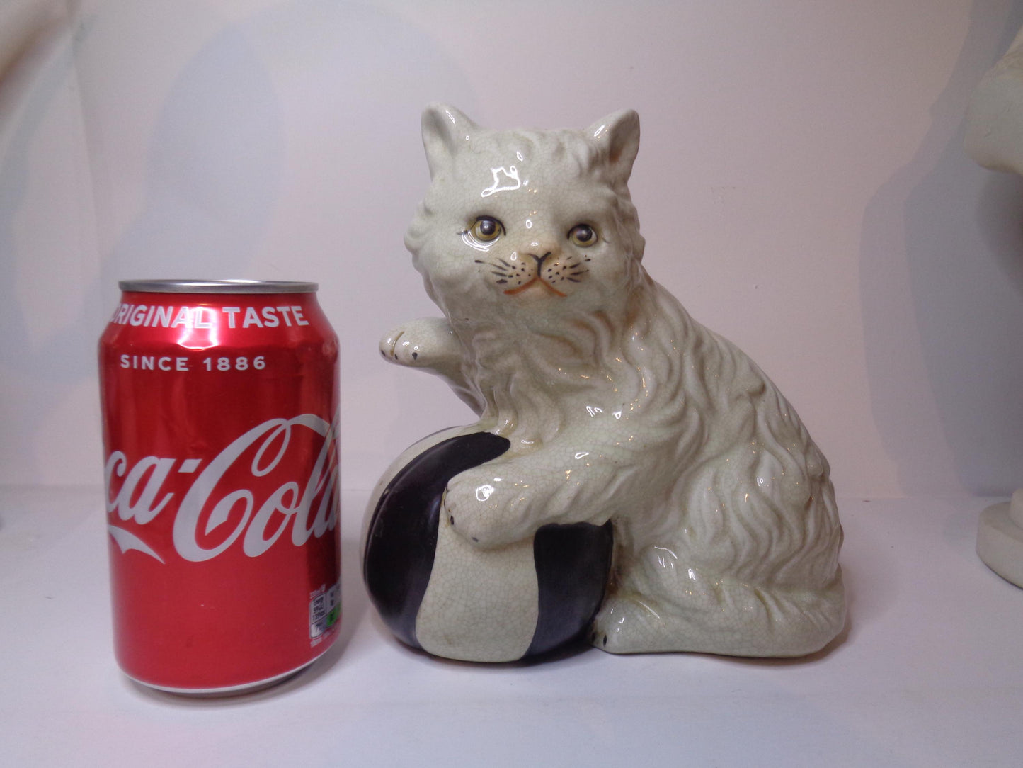 Antique Pottery Cat with Ball