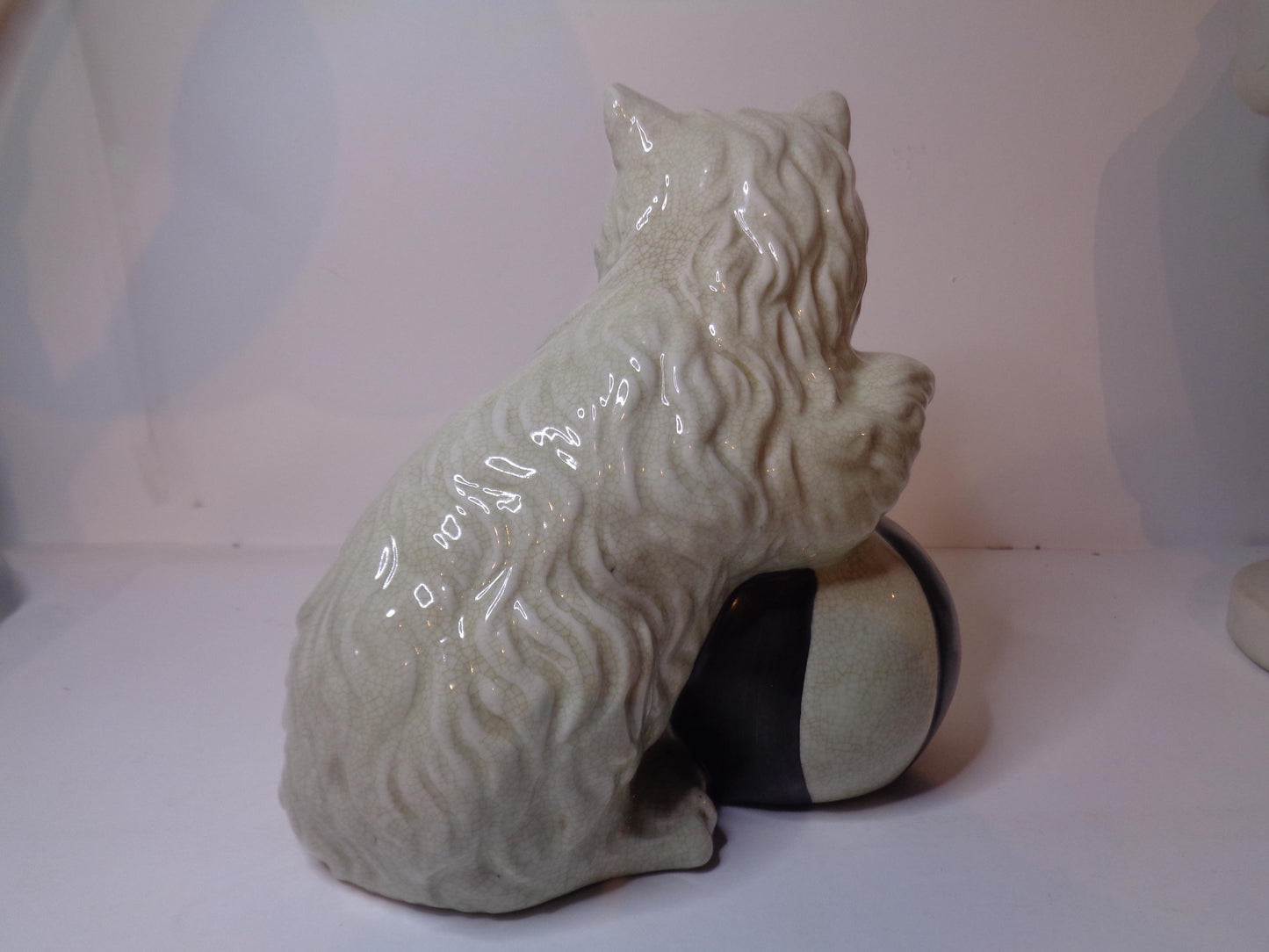 Antique Pottery Cat with Ball