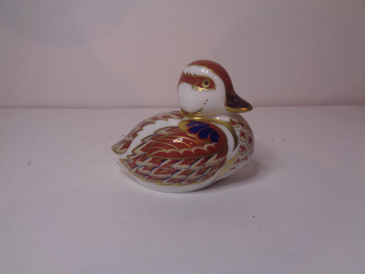 Royal Crown Derby Swimming Duckling Gold Stopper