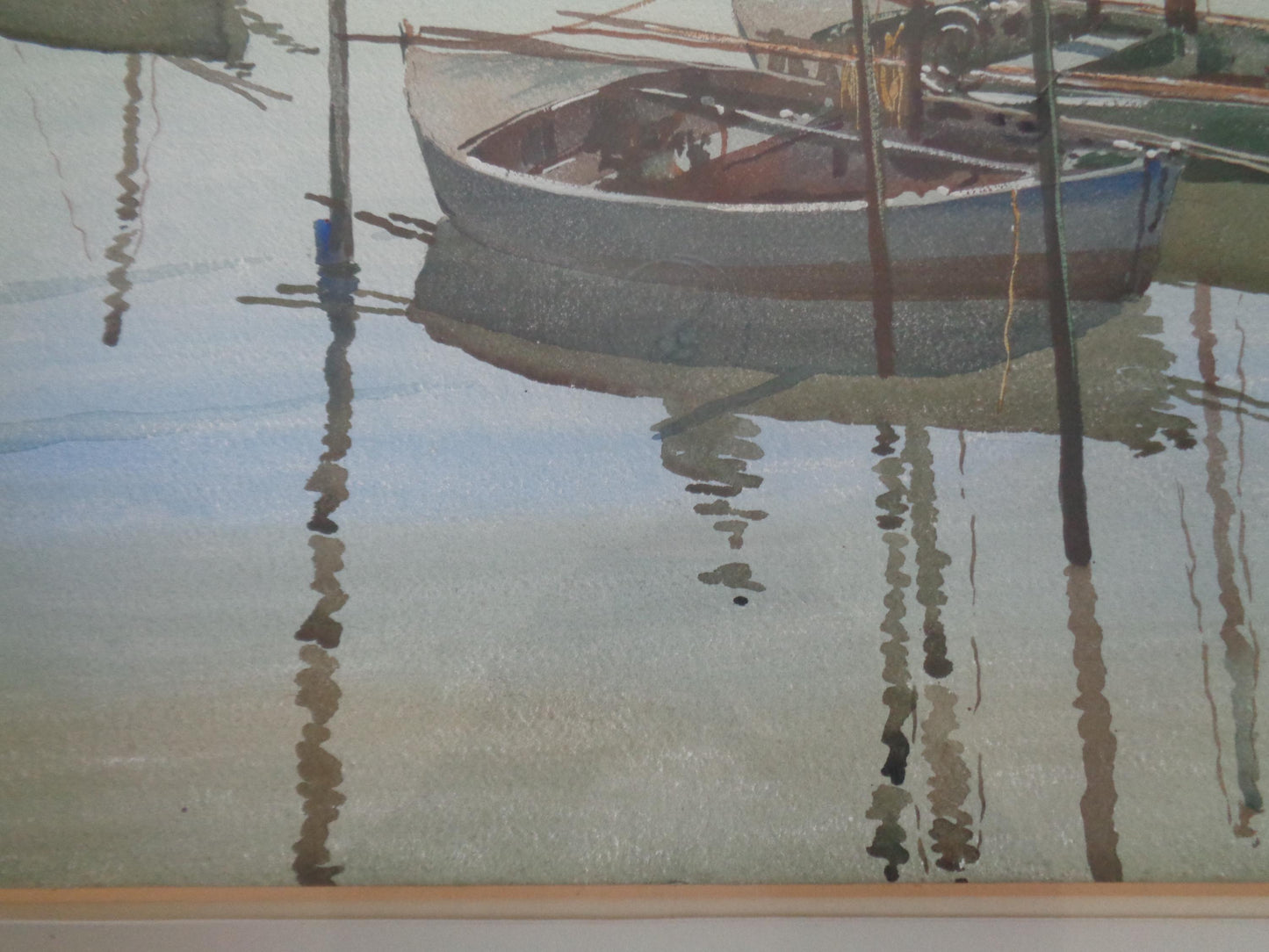 Boats Original Watercolour by Bernard Parker 1960's