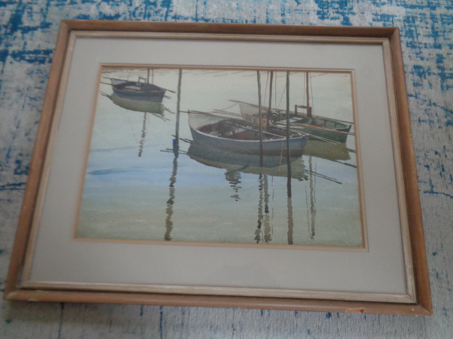 Boats Original Watercolour by Bernard Parker 1960's