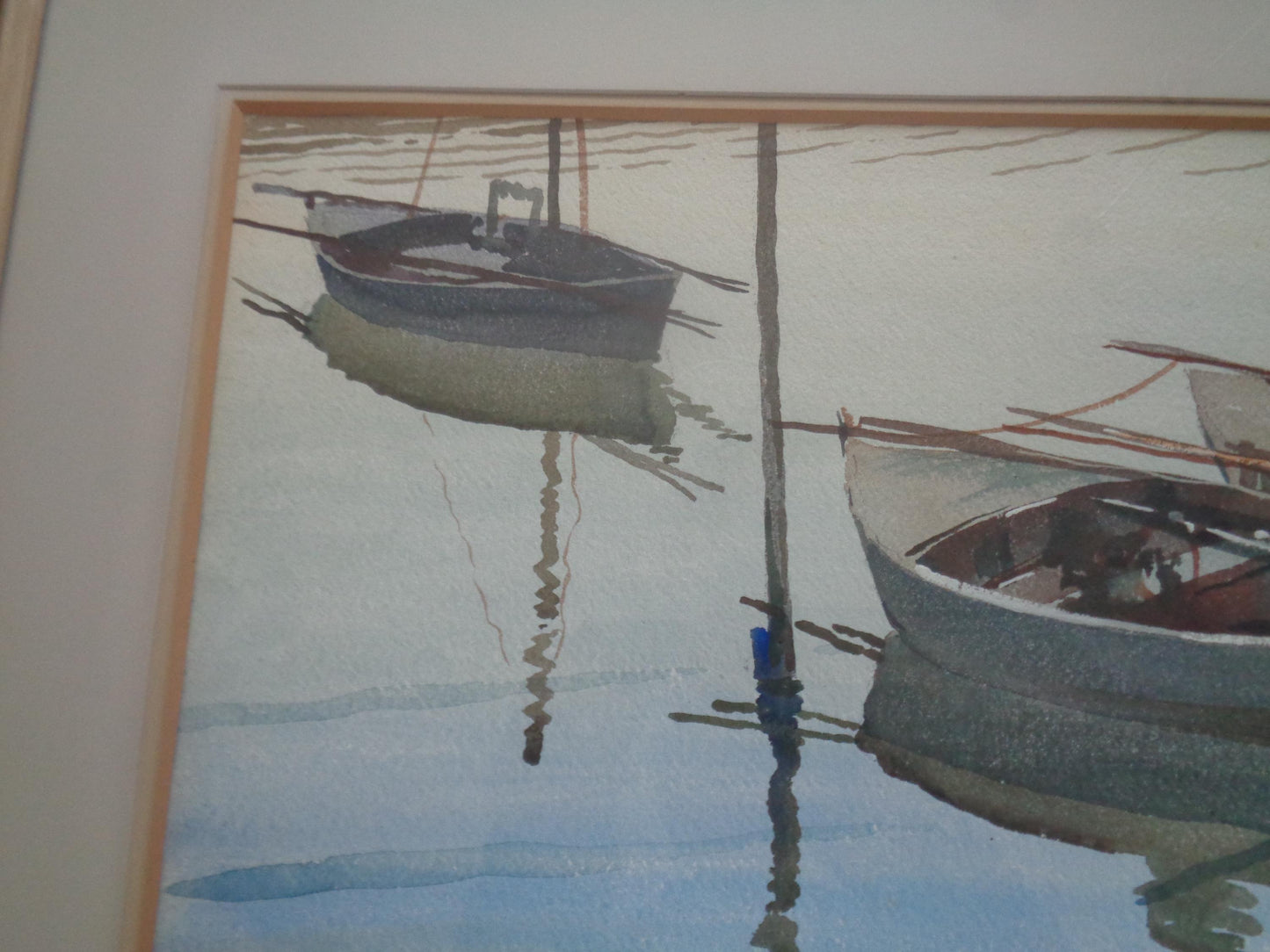 Boats Original Watercolour by Bernard Parker 1960's