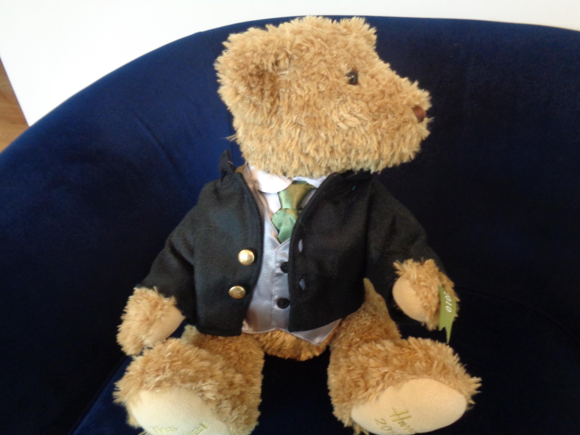 Harrods The Annual Bear for 2010 with jacket, waistcoat, shirt and tie