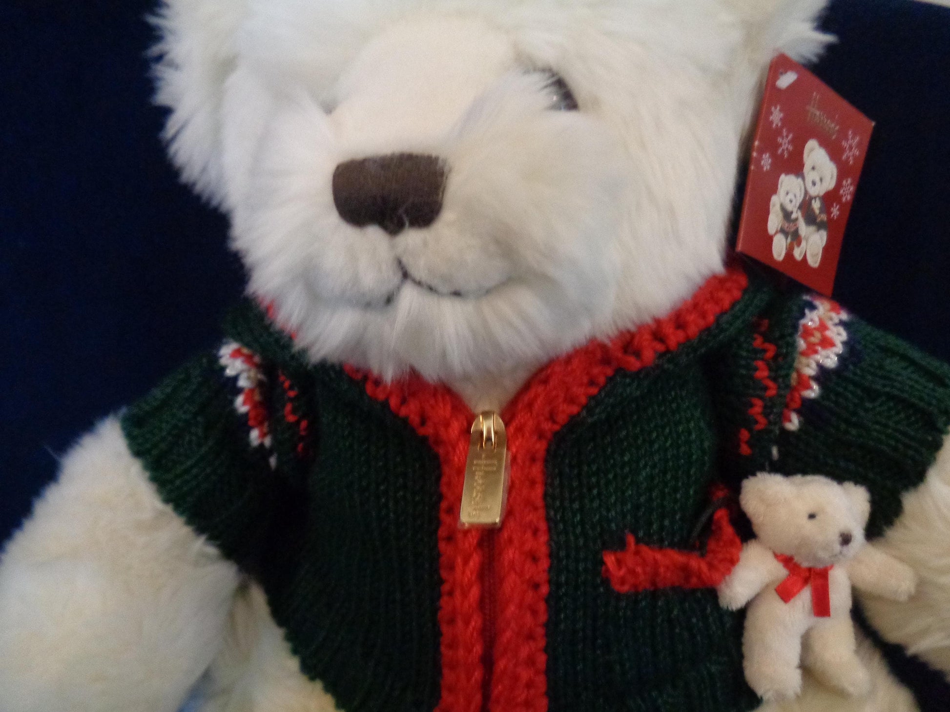 ALEXANDER Harrods Christmas Bear for 2006 with Fair Isle Knit Jacket and his own little Teddy